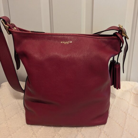 Coach legacy duffel burgundy Red Leather Shoulder strap converts to crossbody - Picture 6 of 15